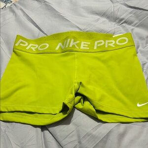 Nike Women's Pro Lime Green Athletic Shorts